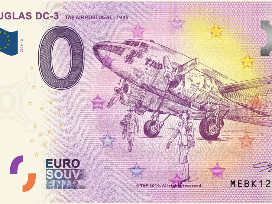 Nota Euro Souvenir TAP - Douglas DC3